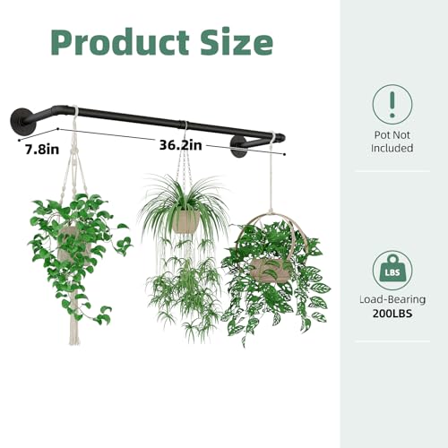 Galood Plant Hanger Indoor Hanging Planters for Indoor Plants Hanging Plant Holder Black Metal Rod(Pot/Chain/Plant not Included - size: 36.2in