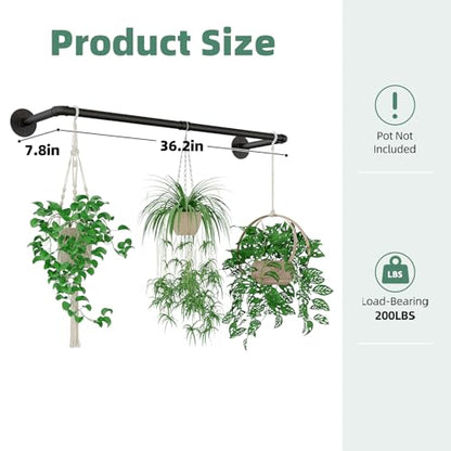 Galood Plant Hanger Indoor Hanging Planters for Indoor Plants Hanging Plant Holder Black Metal Rod(Pot/Chain/Plant not Included - size: 36.2in