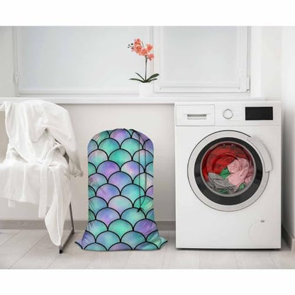 Swono Heavy Duty Large Laundry Bag Mermaid Scales 1 Pack 28 x 40 Inch, Watercolor Rainbow Sea Life XL Drawstring Travel Organizer Bag Tear Resistant Dirty Cloth Storage 4 Loads of Clothes, Ocean Theme - color: Mermaid Scales