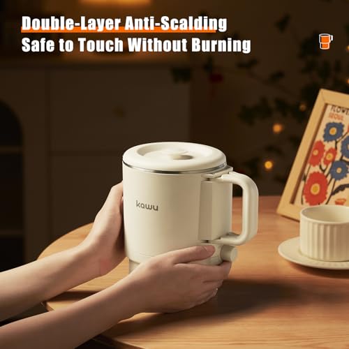 Kawu Collapsible Electric Kettle, 0.9 Qt Portable Hot Water Kettle, 600W | Travel Water Boiler with Stainless Steel Inner, 2 Heating Modes, Small Electric Tea Kettle for Camping Home Office