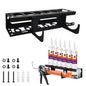 Siligun Caulking Gun Rack, Grease Gun Holder, Wall Mount Silicone Caulking Tools, Work Van Organizers And Storage Tube For Workshop Holds 6 Caulking Tubes And Caulking Nozzle (Black)