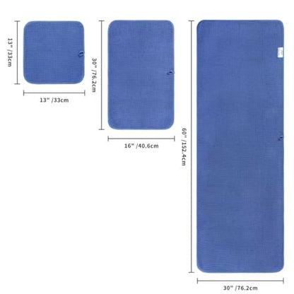 POLYTE 430 GSM Microfiber Quick Dry Lint Free Oversize Bath Towel Set, 6 Piece (Waffle Weave) - color: Royal Blue