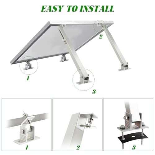 Solar Panel Mounting Brackets, 2 Sets Adjustable Solar Panel Tilt Mount Brackets, 14-27IN Adjust Solar Panel Rack, Support up to 100-450 Watt Mounting Bracket Set, Portable Stand for Roof RV Boat - size: 14-27in adjustable-2 set