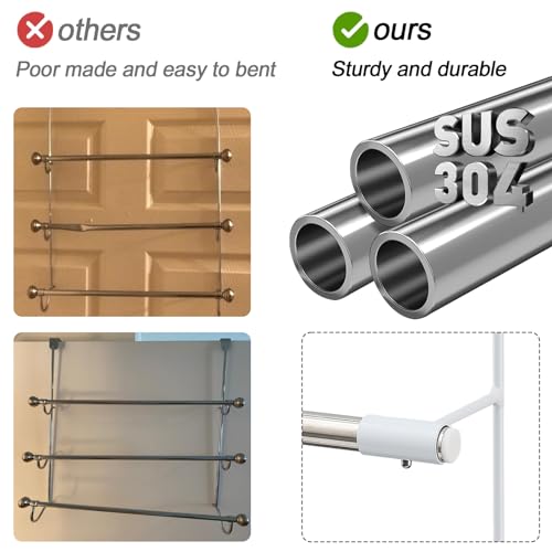 Over The Door Towel Rack, 16 Inch Wide 3 Tier Stainless Steel Towel Bar, Rust Proof Hanging Towel Holder for Bathroom, No Drill Easy Installation, Space Saving Bathroom Organizer