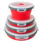 Guyuyii 4 Pack Food-Grade Silicone Collapsible Bowls with Lids for Camping | BPA-Free Round Nesting Set for RV Travel, Hiking, and Outdoor Recreation Activities | Microwave, Freezer, Dishware Safe - color: red