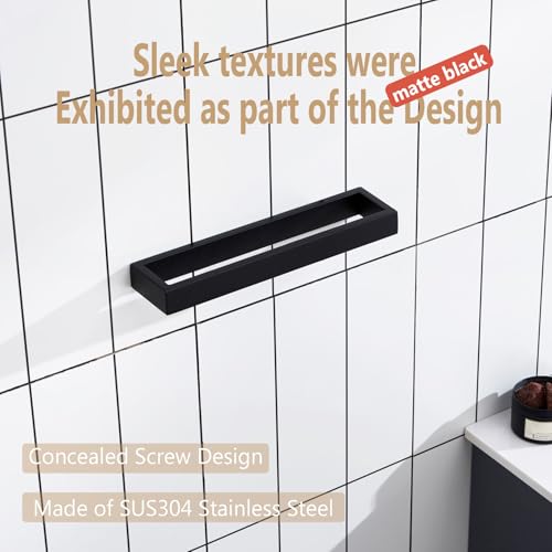 KOKOSIRI Towel Bar Matte Black Hand Towel Holder 12-Inch Kitchen Rack Stainless Steel for Bathroom Hardware Wall Mounted, 1 Pack B4008BK-L12 - color: Matte Black, size: 12-Inch