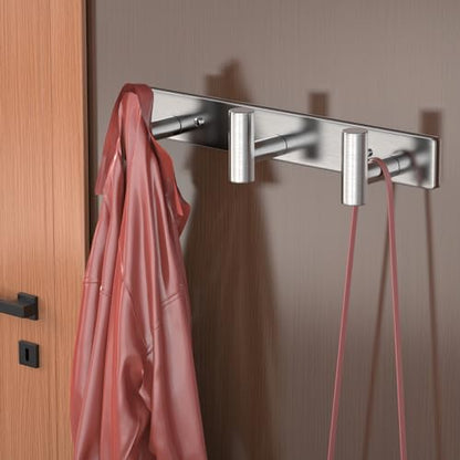 HUFEEOH Coat Hooks Wall Mount, Stainless Steel 3 Hooks Wall Hooks T Shaped Coat Hanger Wall Mount, Heavy Duty Silver Towel Hooks Purse Rack for Hanging - color: Silver, size: 1 Pack "T" shape 3 hooks