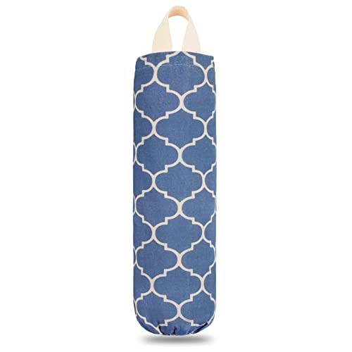 Plastic Bag Holder, Washable Grocery Bag Holder for Plastic Bags, Strong Plastic Bag Storage Dispenser with Hanging Loop, Wall Mount Trash Bag Dispenser for Home Kitchen Cabinet (Navy Blue) - color: Navy Blue