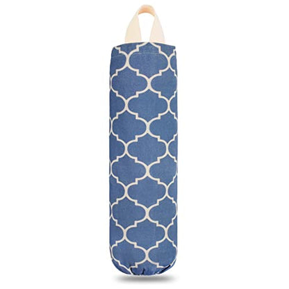 Plastic Bag Holder, Washable Grocery Bag Holder for Plastic Bags, Strong Plastic Bag Storage Dispenser with Hanging Loop, Wall Mount Trash Bag Dispenser for Home Kitchen Cabinet (Navy Blue) - color: Navy Blue