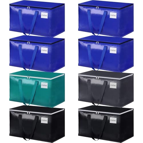 StorageRight Moving Bags-Heavy Duty Moving Boxes, Storage Totes with Zipper, Reinforced Handles and Tag Pocket-Collapsible Moving Supplies for moving, Storage and Travel 93L(Four Colors-8 Pack) - color: Four Colors, size: 8 Pack