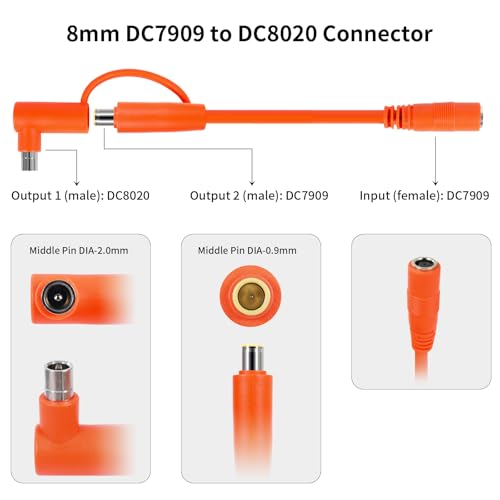 8mm DC Extension Cable 20FT – DC7909 Male to Female Solar Cable with DC8020 Adapter, 14AWG Tinned Copper Wire, Waterproof – Works with Most Portable Power Stations and Solar Generators - size: 20FT