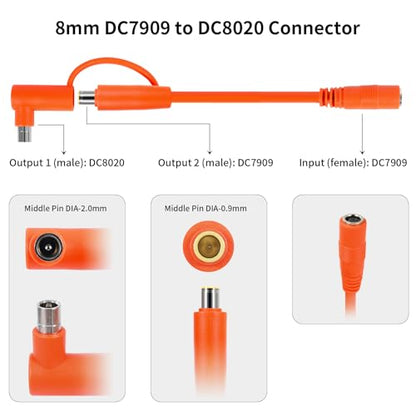8mm DC Extension Cable 10FT – DC7909 Male to Female Solar Cable with DC8020 Adapter, 14AWG Tinned Copper Wire, Waterproof – Works with Most Portable Power Stations and Solar Generators - size: 10FT