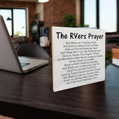 Funny Camping Sign The RVers Prayer Wood Plaque Desk Signs for Home RV Camper RV Motorhome Accessories Decorations Gifts for RV Owners Camping Lover