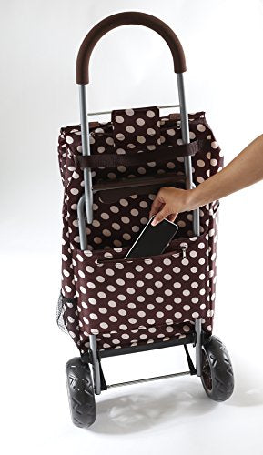 dbest products Trolley Dolly Shopping Grocery Foldable Cart Storage Mom, Brown Polka Dot - color: Brown Polka Dot, style: Cart