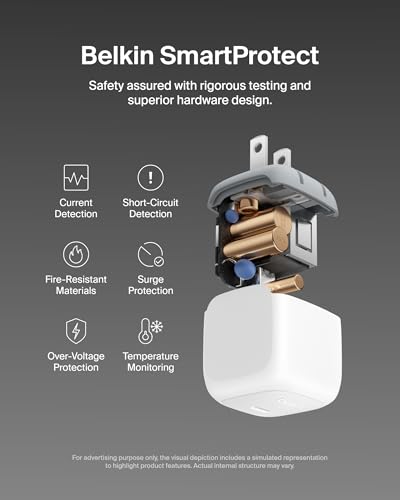 Belkin Compact Wall Charger 45W, USB-C PD iPhone Charger Fast Charging for Apple iPhone 17/16/15 Series, Samsung Galaxy S26/S25 Series, Pixel 10, MacBook, Chromebook, iPad, AirPods, & More - White - color: White, style: Single Pack