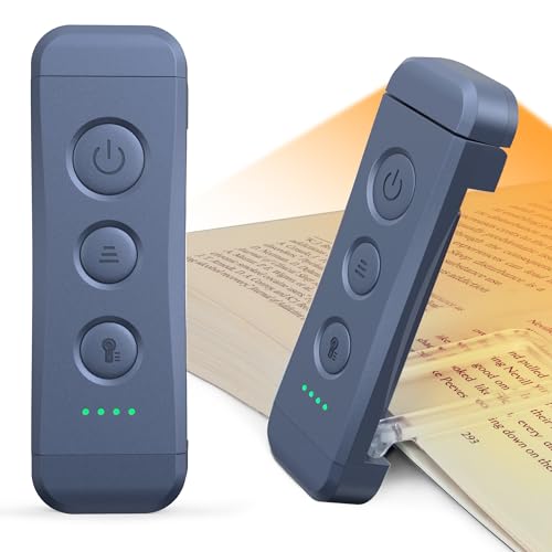 Glocusent USB Rechargeable Book Light - Eye Caring LED Reading Light with 3 Light Colors & 5 Brightness Levels, Compact & Long-Lasting, Ideal Book Light for Night Reading, Book Lovers & Kids - color: Dark Blue