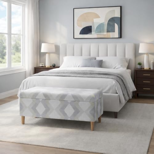 HomePop Malmo 36" Storage Bench - Natural Woven Geo - color: Natural Woven Geo