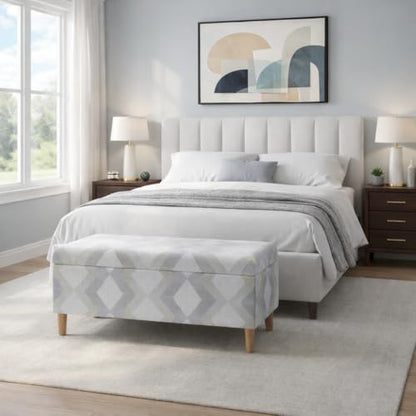 HomePop Malmo 36" Storage Bench - Natural Woven Geo - color: Natural Woven Geo