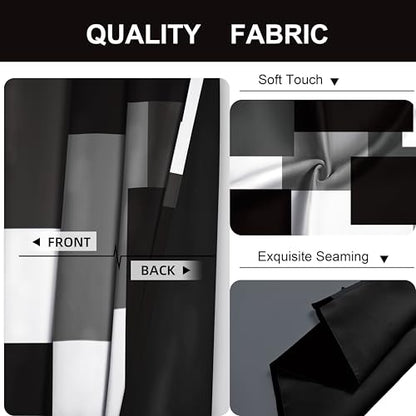 Tyrot Black Grey 100% Blackout Curtains 52 inch Length 2 Panels Set White Grey Modern Abstract Geometric Drapes for Kitchen Black Out Curtains Insulated Room Darkening Small Window Curtains, 52Wx45L - color: Grey, size: 52"W x 45"L (Pack of 2)