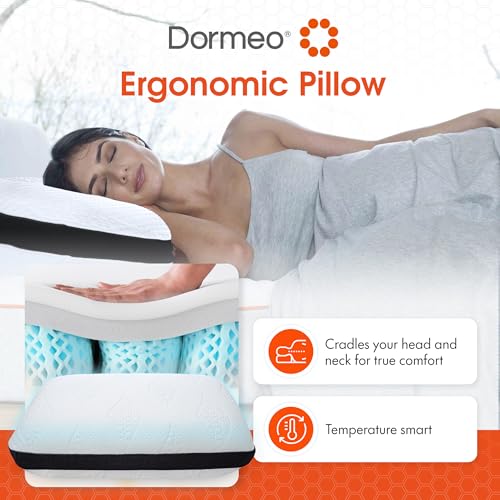 Dormeo Dark King Bed Pillow with Octaspring Technology, Reversible Breathable Gel and Memory Foam for Neck and Shoulder Support, Ideal for Side, Back, or Stomach Sleepers - 1pc