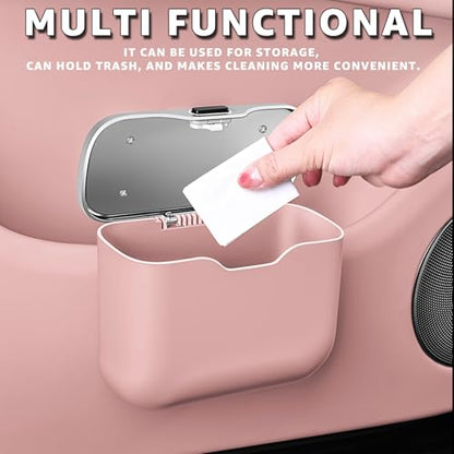 HOLDCY Car Trash Can, Waterproof Multi‑Functional Auto Trash Bin for Door/Console/Seat Back, Universal Vehicle Garbage Can for Car/Truck/SUV Drivers (Pink) - color: Pink
