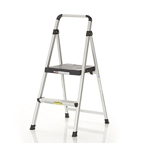 COSCO 2 Step Lite Solutions Folding Step Stool, Aluminum/Black - style: 2 Step