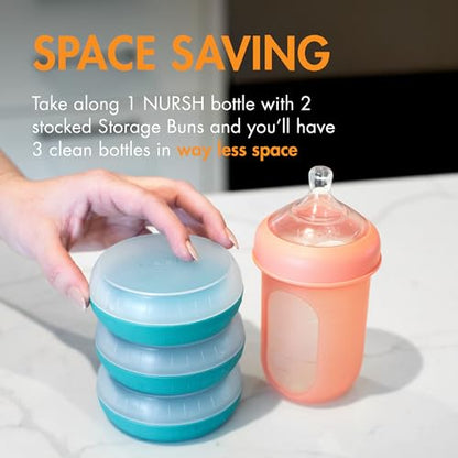 Boon Baby Bottle Storage Buns - Travel Holders for Nursh Bottles - Blue and White, 3 Count (Pack of 12) - size: 3 Count (Pack of 12)