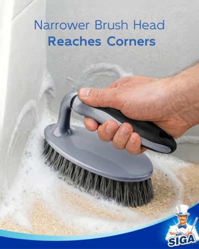 MR.SIGA Heavy Duty Scrub Brush with Comfortable Grip, Cleaning Brush for Bathroom, Shower, Sink, Floor, 2-Pack