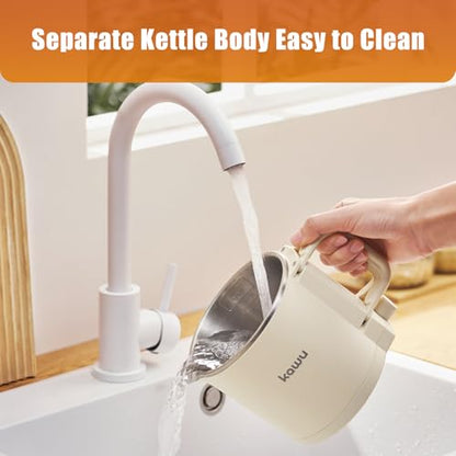 Kawu Collapsible Electric Kettle, 0.9 Qt Portable Hot Water Kettle, 600W | Travel Water Boiler with Stainless Steel Inner, 2 Heating Modes, Small Electric Tea Kettle for Camping Home Office
