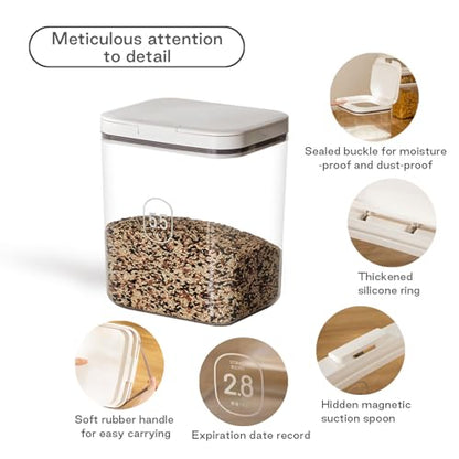 Airtight Dog Food Storage Container 5-10 lbs, Large Pet/Cat Treat Bin with Lids, Pantry Containers for Rice & Flour, withe - color: (D981)-4.5L