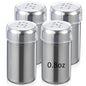 Domensi 4 Pcs Mini Salt and Pepper Shakers, Small Tiny Salt Spice Shakers, Individual Travel Size Seasoning Jars for Kitchen, Restaurant, Camping, BBQ, Picnic, Home(0.8oz Cylinder,Stainless Steel) - size: 0.8oz Cylinder