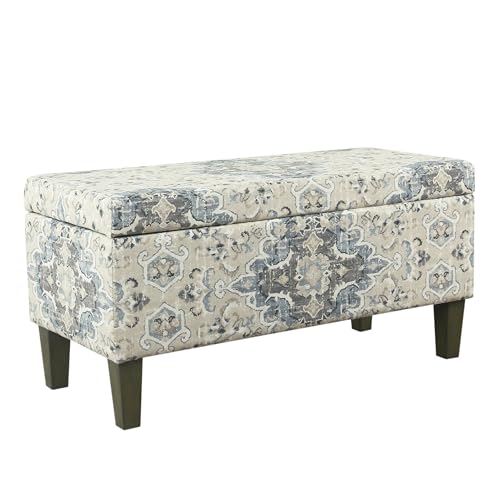 HomePop 36" Decorative Storage Bench - Antiqued Blue - color: Antiqued Blue