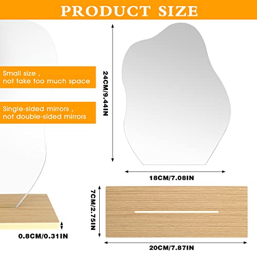 Prasacco Aesthetic Vanity Mirror with Stand, Irregular Wavy Cloud Mirror for Office Cubicle Room Decor