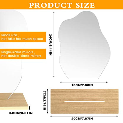 Prasacco Aesthetic Vanity Mirror with Stand, Irregular Wavy Cloud Mirror for Office Cubicle Room Decor