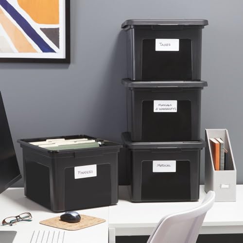 STAPLES File Box Plastic File Box Snap, Letter/Legal Size, Black, 2/Pack - color: Black, size: 2 Pack, style: Box (Snap Lid)