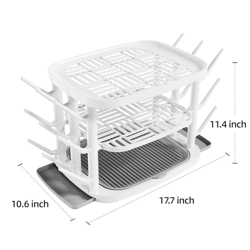 Baby Bottle Drying Rack,3-Tier Large Capacity Countertop Organizer with 360° Ventilation, Removable Drip Tray, Non-Slip Base – Easy to Clean Bottle Holder for Baby Accessories