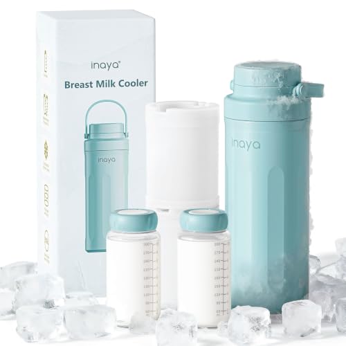 Inaya 22oz Portable Breast Milk Cooler, 24H Breastmilk Chiller with 2 Storage Bottles, Travel Milk Cooler for Work, Leakproof Milk Storage Container for Pumping and Breastfeeding Moms, Mint Blue - color: Mint Blue
