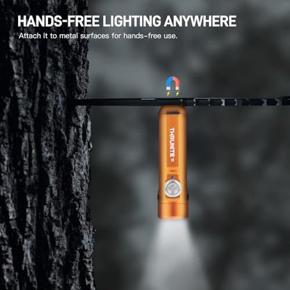 ThruNite Ti Keychain Flashlight, USB-C Rechargeable EDC Pocket Light, 650 Lumens with Magnetic Tailcap, 5 Modes, IPX-6 Waterproof Mini Flashlight for Camping, Everyday Carry (Orange) - color: Orange