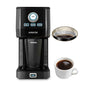 Single Serve Coffee Maker with 11oz. Travel Coffee Mug Stainless Steel, Brew Strenth Adjustable, Permanent Filter, Black