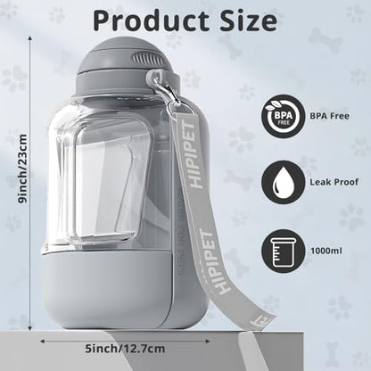 Portable Dog Water Bottle, Leak-Proof Travel Bowl for Large Dogs, Foldable Pet Water Dispenser for Hiking, Camping, Walking Essentials - size: 1000 ML