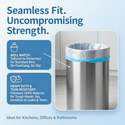 Medium 6 Gallon Trash Bags Drawstring,1.1 Mil,Unscented,120 Count | Tear-Free,Leakproof,Strong Garbage Can Liners,White,Fit 18 - 23 Liter Waste Bins,for Bathroom Office Kitchen Everyday Use - color: 6gal-120
