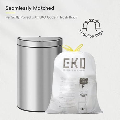 EKO Mirage Semi-Round Motion Sensor Trash Can, 47 Liter / 12.4 Gallon Automatic Large Kitchen Trash Can with Deodorizer Compartment, Removable Lid and Bucket, Matte Stainless Steel - size: Mirage 47L - Stainless Steel