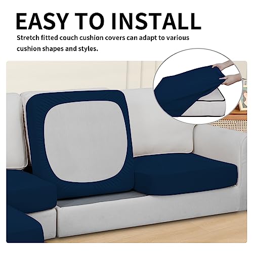 Easy-Going 100% Waterproof 3 Pieces Couch Cushion Covers for Sectional Sofa Left/Right L Shape Chaise Lounge Sofa Seat slipcover Anti-Slip Sofa Cover (2 Seater + 1 Chaise, Navy - color: Navy, size: 2 Seater + 1 Chaise