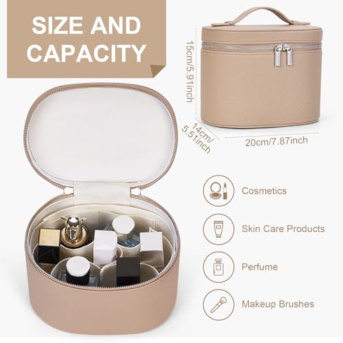 YFGBCX Makeup Bag Vanity Case with Removable Divider Travel Toiletry Bag Portable Cosmetic Bag Makeup Organizer Case - color: Nude