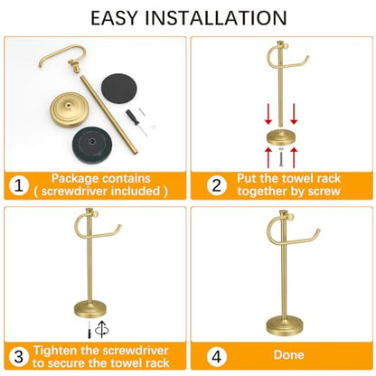 BESy 17 Inch Brushed Gold Stand Towel Bar Hanger Hand Towel Bar Bathroom Vanity Countertop Towel Holder Free Standing Stainless Steel Towel Ring Hardware Accessories Towel Rack - color: Brushed Gold