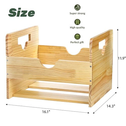 ZOOFOX Vinyl Record Storage Crate, Wood Crate Unfinished, Wooden Record Holder Stores up to 80 Albums, Large LP Album Shelf Vinyl Storage Cube Organizer Box