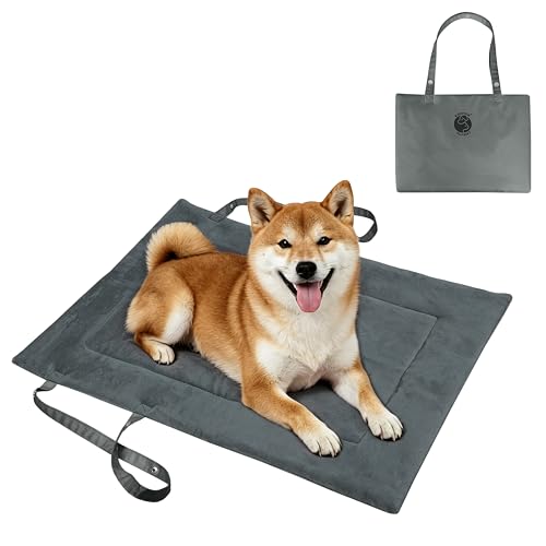 Catalonia Classic Waterproof Dog Mat, Portable Reversible Pet Travel Mat, Pet Cushion Pad with Handle for Small Medium Dogs Cats, Indoor or Outdoor - color: Gray, size: M(31.5x23.6 inch)