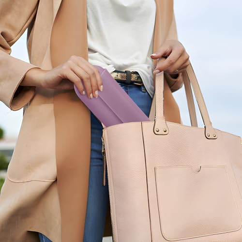 AGIKET Silicone Makeup Brush Holder Travel Cosmetic Bag：Soft Portable Cosmetic Face Brushes Holder with Upgrade Anti-Fall Out Magnetic Closure, Large Travel Makeup Brush Case - Light Purple - color: Light Purple, style: Brush Holder