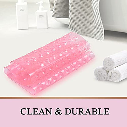 Sheepping Baby Bath Mat for Tub Non Slip Extra Long Cover Bathtub Mat for Toddler Kids 40 X 16 Inch - Eco Friendly Infant Bath Tub Mat with 200 Big Suction Cups,Machine Washable Shower Mat - color: Pink
