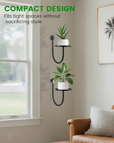 Wall Planters for Indoor Plants, Mounted Holder Shelf, Metal Plant Wall Hanger, Decorative Plant Shelf for Indoor Wall Decor (3 Pack)